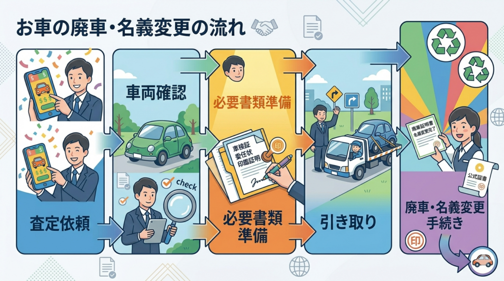 廃車・名義変更の流れの画像